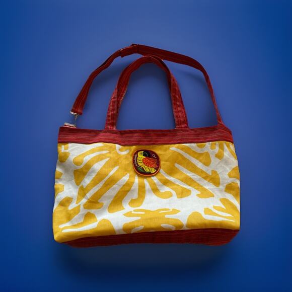 Floppy Unstructured Parrot Mola Tote Bag Beach Travel Handmade Cotton 22"x14"x5" - Picture 1 of 4